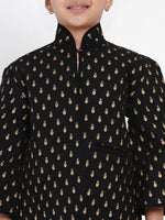Thumbnail for NOZ2TOZ Black & Gold Self Design Tailored Jacket Top For Girls - Distacart