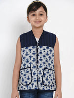 Thumbnail for NOZ2TOZ Blue Printed Tailored Jacket Top For Girls - Distacart