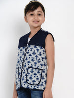 Thumbnail for NOZ2TOZ Blue Printed Tailored Jacket Top For Girls - Distacart