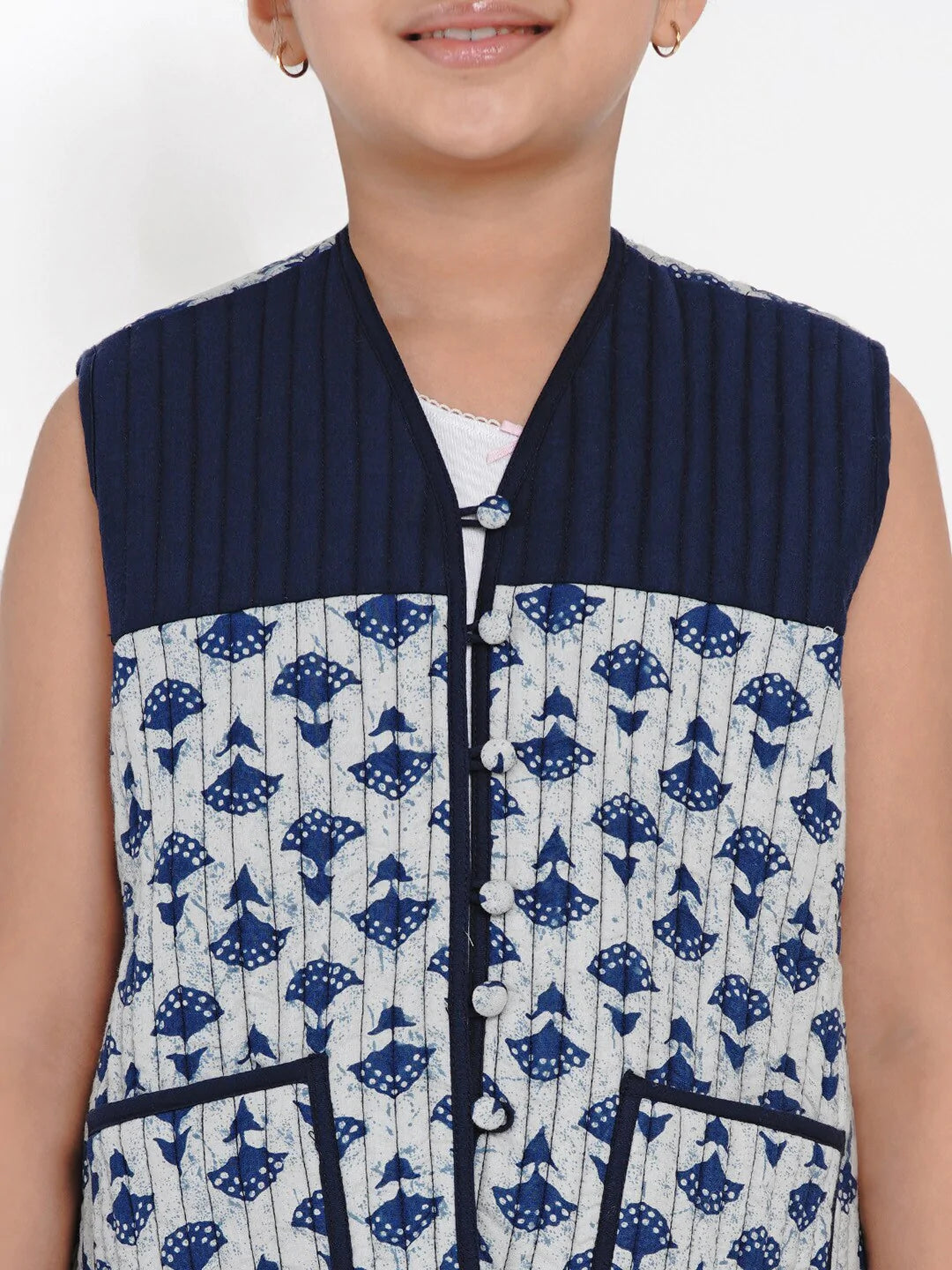 NOZ2TOZ Blue Printed Tailored Jacket Top For Girls - Distacart