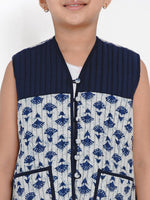 Thumbnail for NOZ2TOZ Blue Printed Tailored Jacket Top For Girls - Distacart