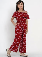 Thumbnail for NOZ2TOZ Maroon & White Printed Basic Jumpsuit For Girls - Distacart