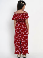 Thumbnail for NOZ2TOZ Maroon & White Printed Basic Jumpsuit For Girls - Distacart