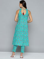 Thumbnail for HERE&NOW Floral Printed Pure Cotton Kurta with Trousers - Distacart