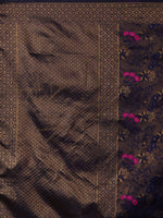 Thumbnail for Mitera Navy Blue & Gold-Coloured Silk Blend Woven Design Kanjeevaram Saree - Distacart