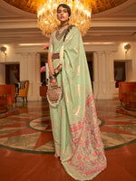 Thumbnail for Mitera Floral Woven Design Zari Pure Silk Saree - Distacart