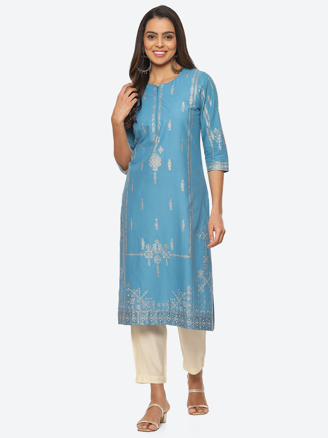 Biba Women Plus Size Ethnic Motifs Printed Straight Kurta - Distacart