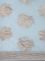 Thumbnail for Saree Mall Turquoise Blue Floral Linen Blend Banarasi Saree - Distacart