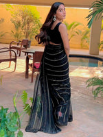 Thumbnail for Sangria Embellished Sequinned Pure Georgette Saree - Distacart