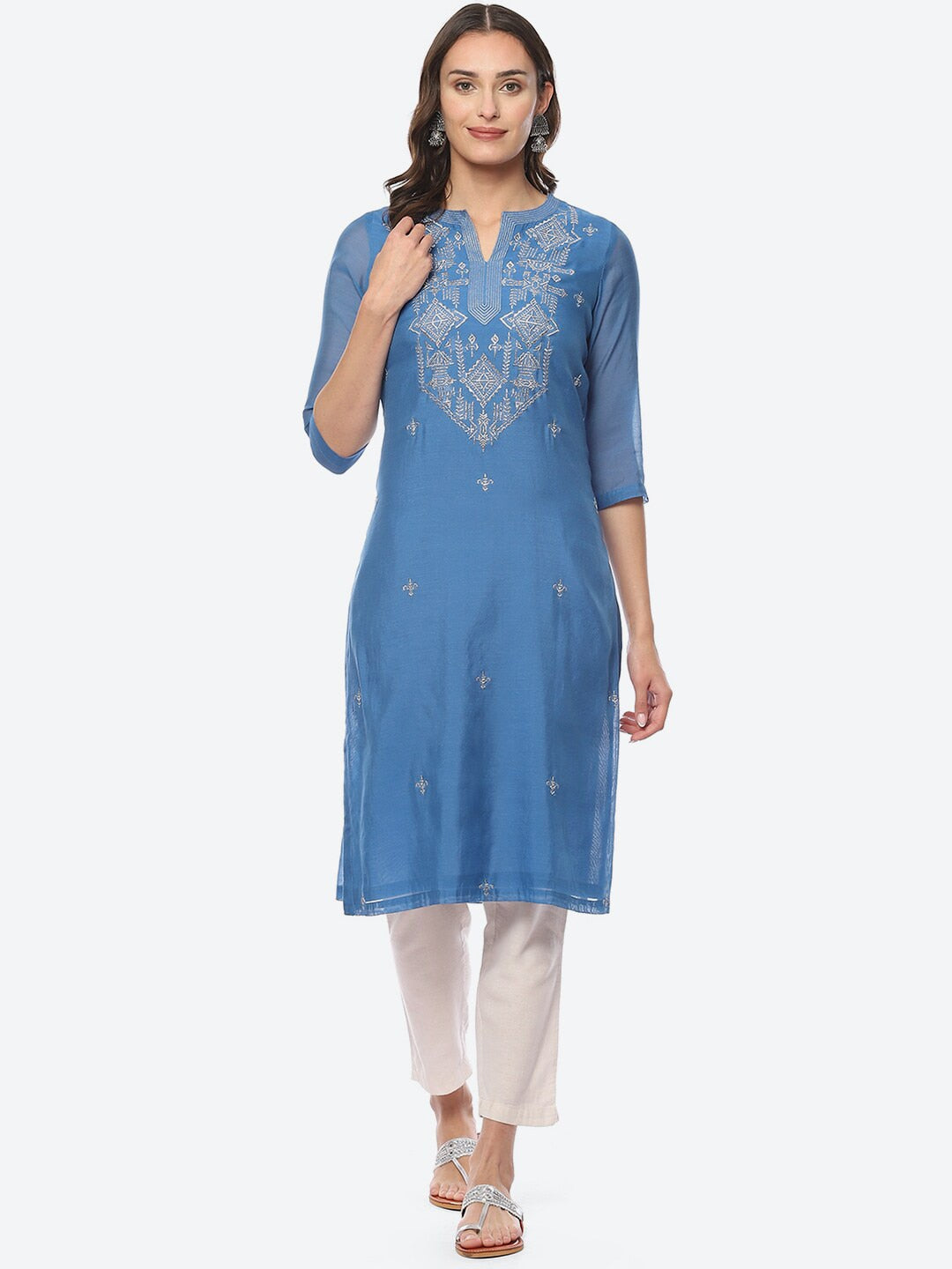 Biba Women Ethnic Motifs Embroidered Thread Work Kurta - Distacart