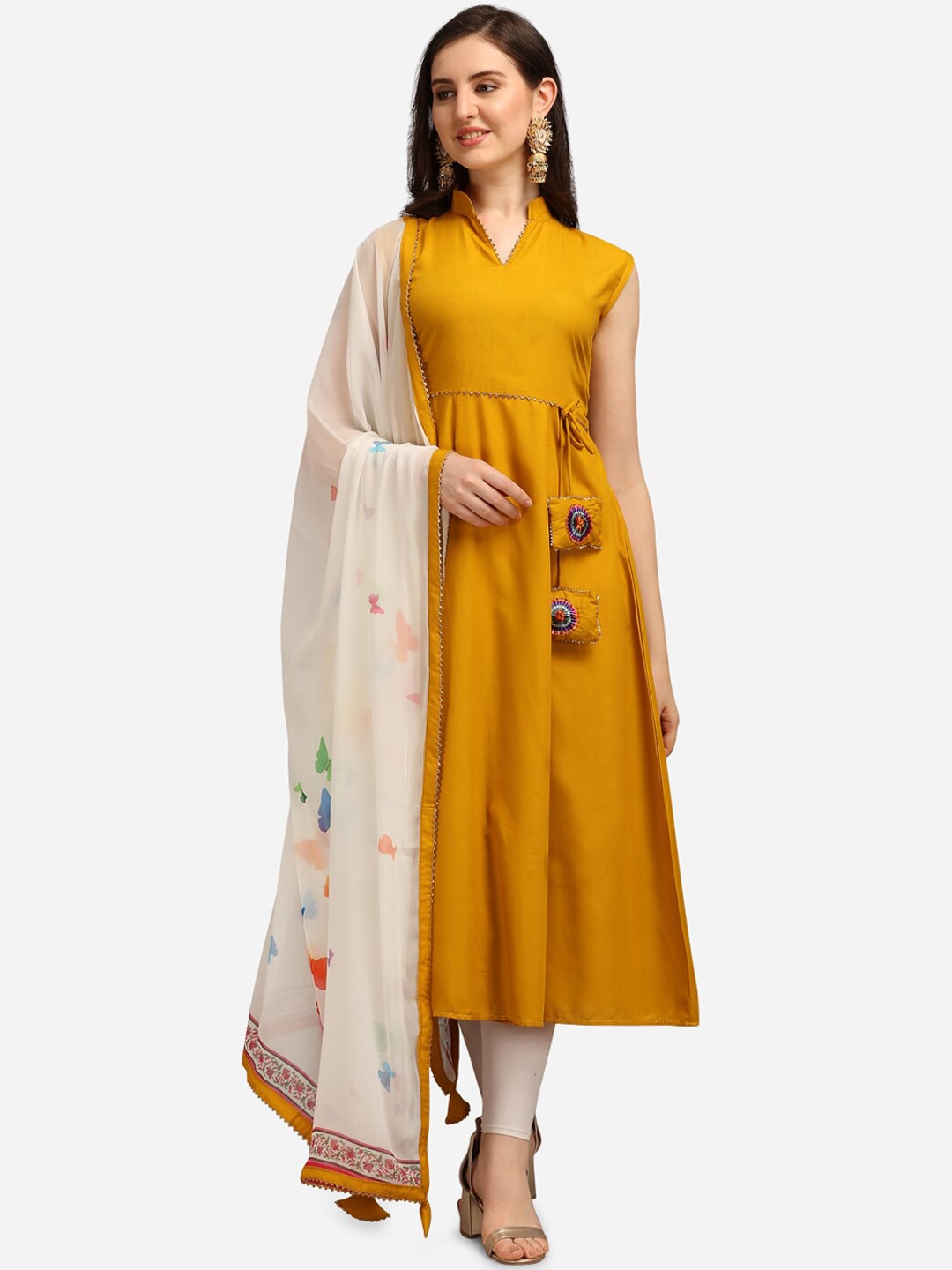 Kalini Women Mustard Yellow Gotta Patti Kurta With Dupatta - Distacart
