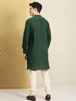 Thumbnail for House of Pataudi Men Pure Cotton Ethnic Motifs Embroidered Jashn Kurta - Distacart