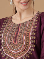 Thumbnail for Kalini Ethnic Motifs Yoke Design Regular Thread Work Kurta with Trousers & With Dupatta - Distacart