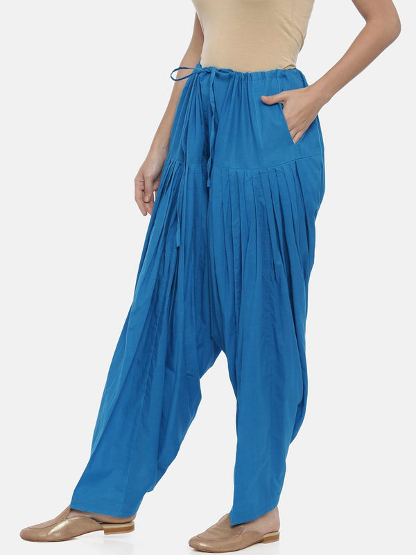 Souchii Turquoise Blue Solid Loose-Fit Patiala - Distacart