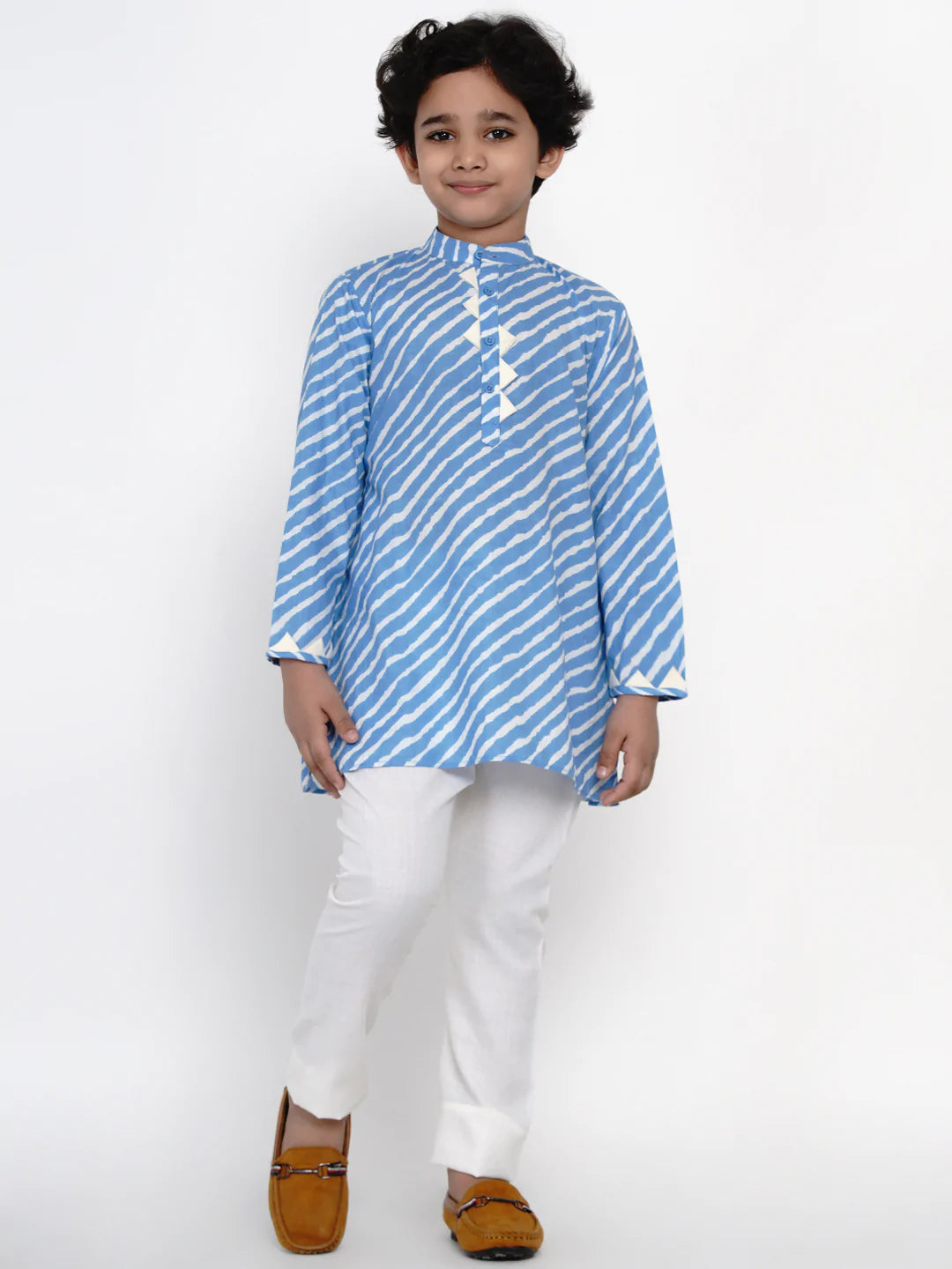 NOZ2TOZ Blue & Offwhite Kurta Pyjama Set for Boys - Distacart