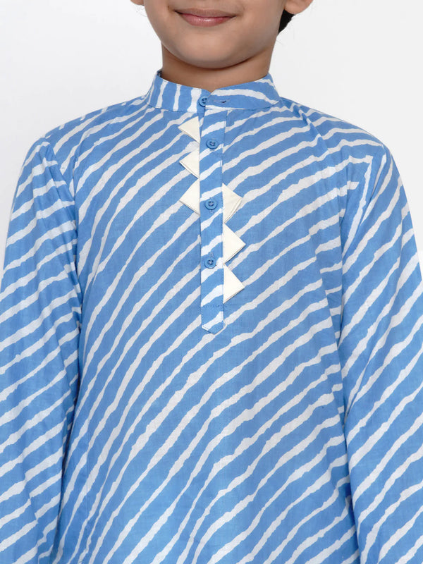 NOZ2TOZ Blue & Offwhite Kurta Pyjama Set for Boys - Distacart