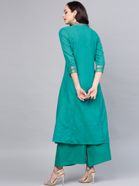 Thumbnail for Wahe-NOOR Women's Green Solid Kurta With Palazzos - Distacart