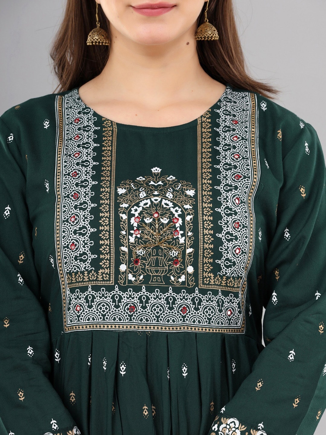 Kalini Women Green Floral Printed Floral Anarkali Kurta - Distacart