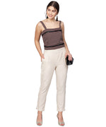 Thumbnail for Juniper Women Offwhite Cotton Flex Solid Slim Fit Pant/Slim Pant - Distacart