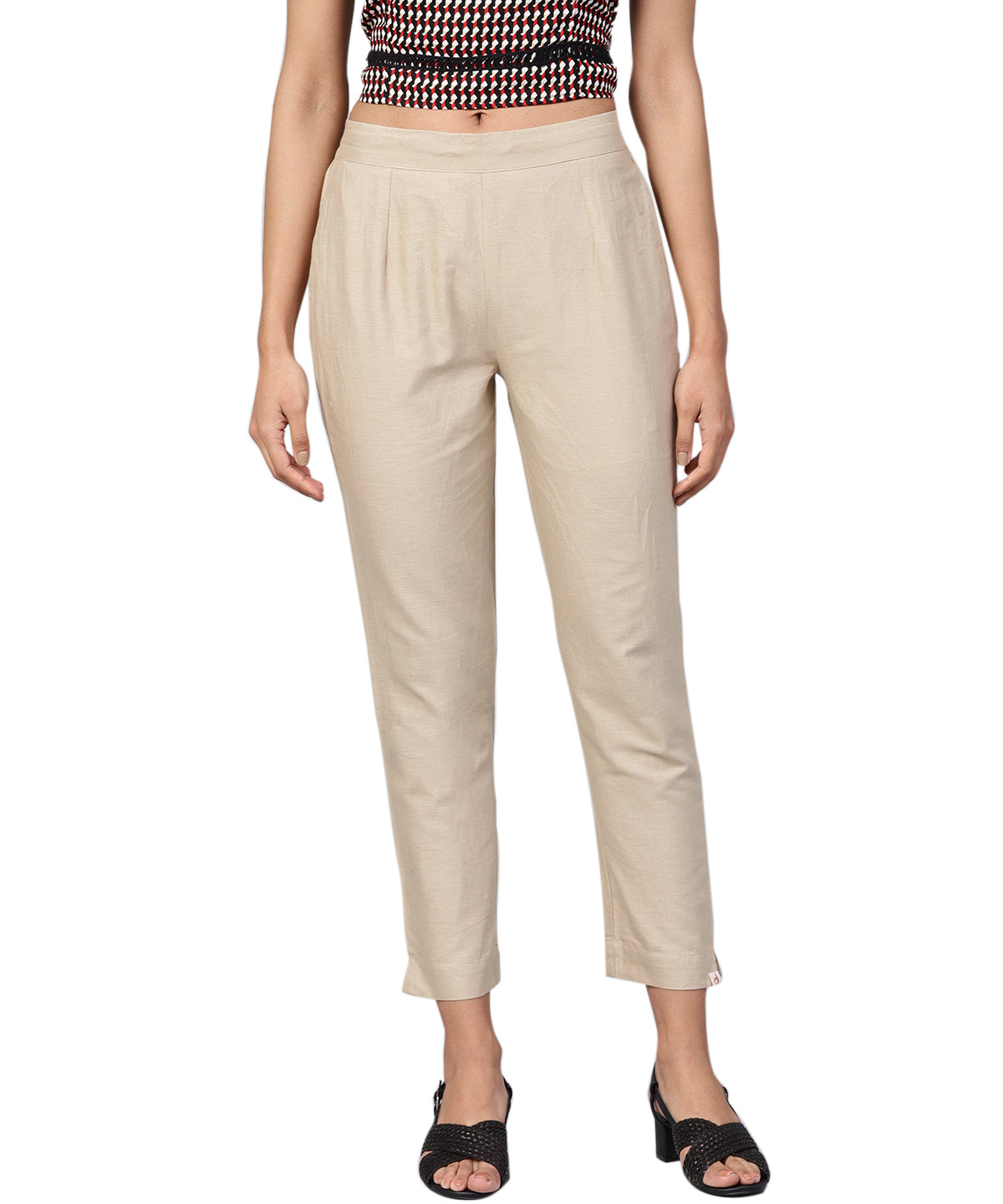 Juniper Women Sandgrey Cotton Flex Solid Slim Fit Pant/Slim Pant - Distacart