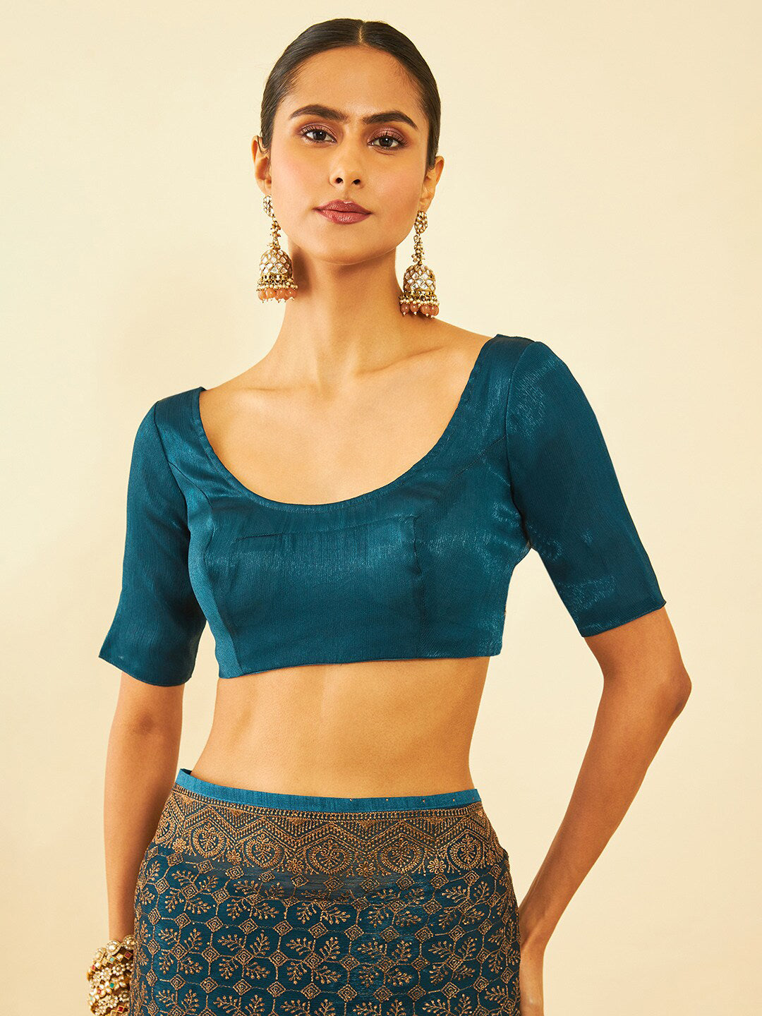 Soch Floral Embroidered Zari Saree - Distacart