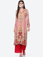 Thumbnail for Biba Women Pink Floral Printed Kurta - Distacart
