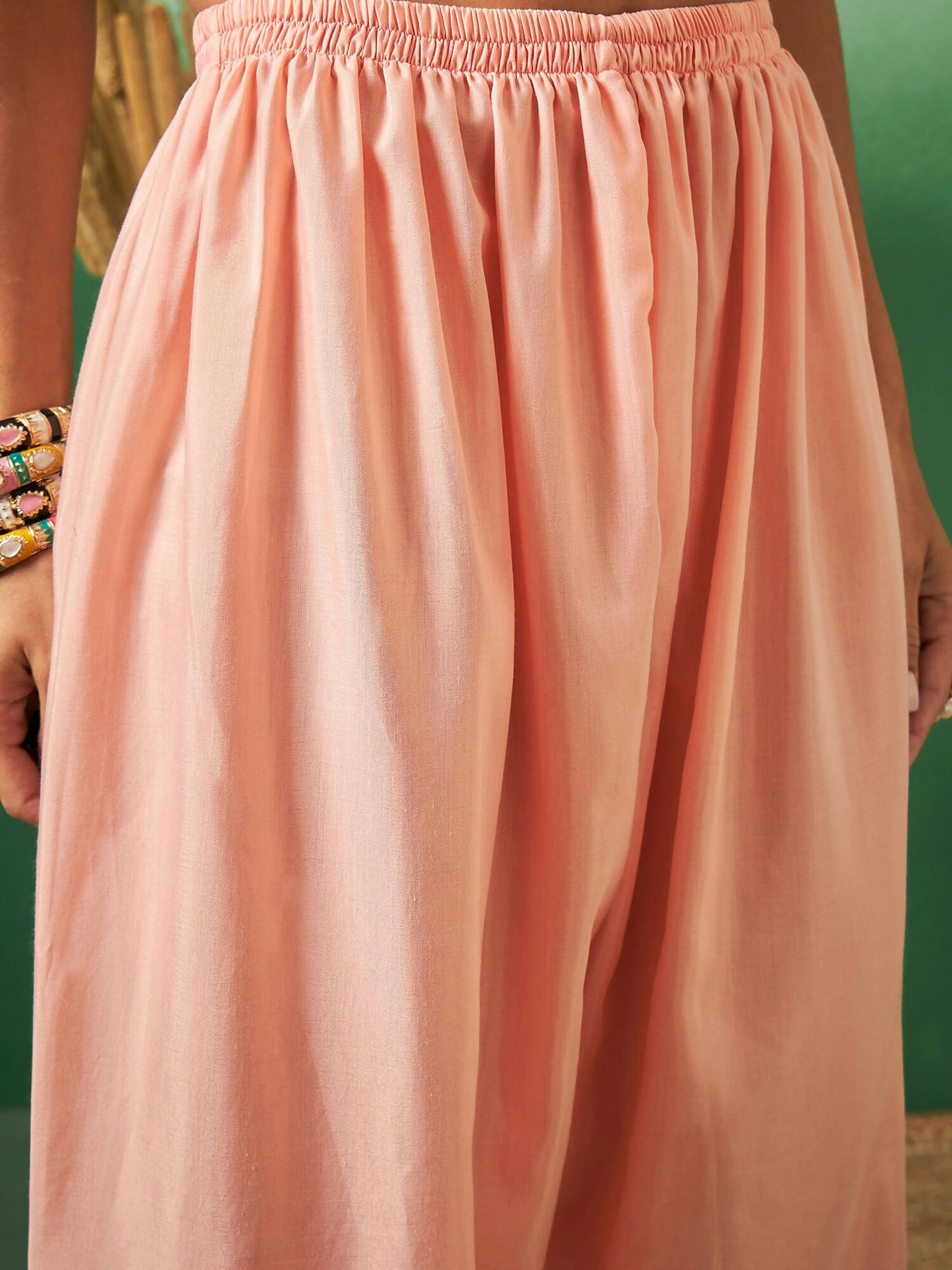 Peach Georgette Handwork Unstitched Dress Material - Hanika - Distacart