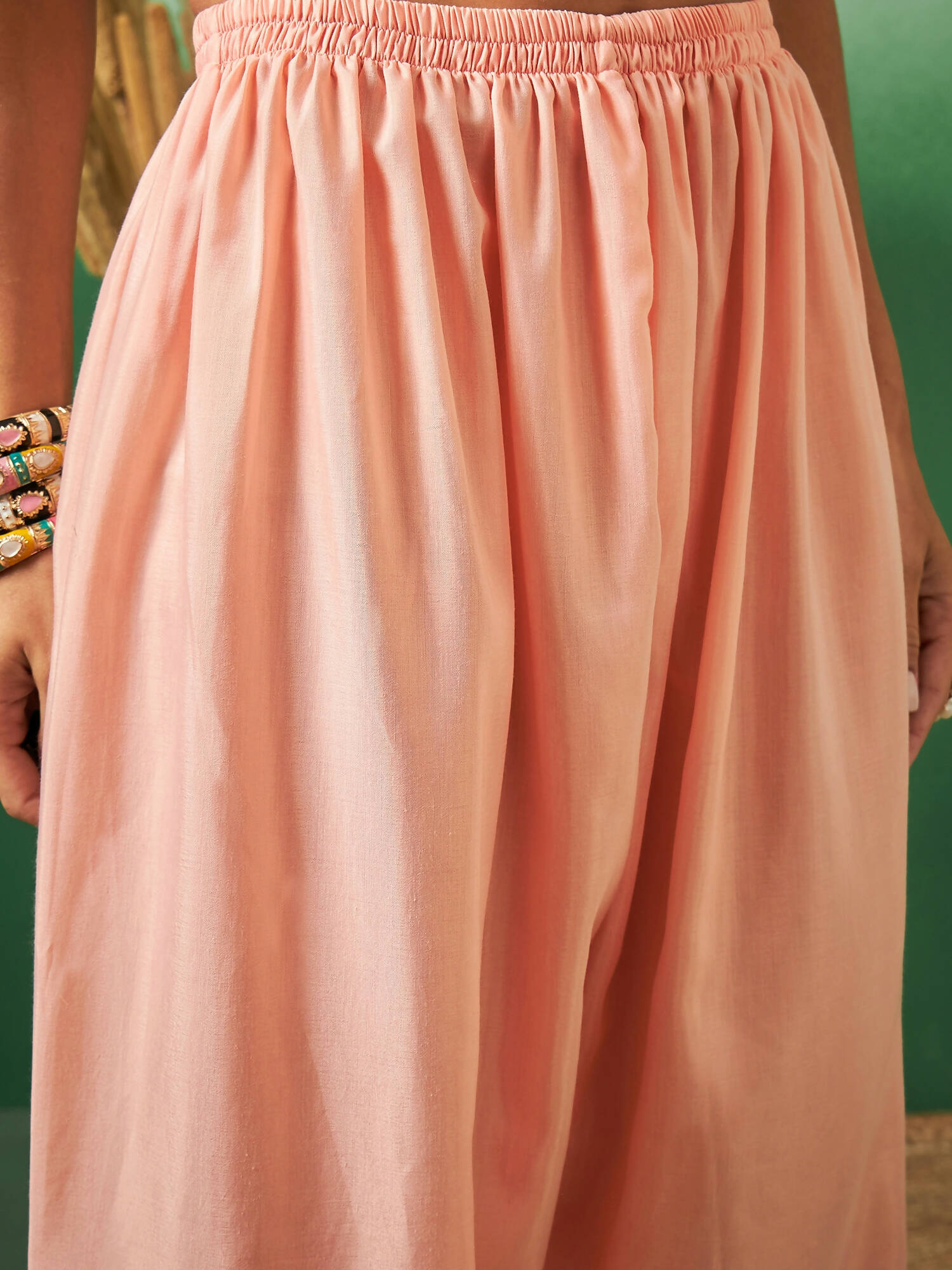 Peach Georgette Handwork Unstitched Dress Material - Hanika - Distacart