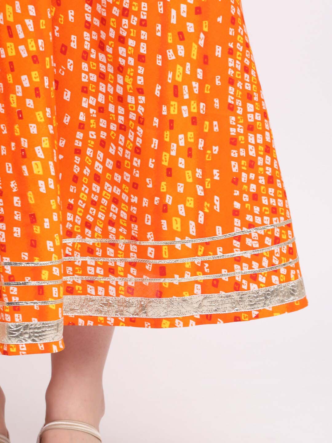 Kalini Women Orange Ethnic Motifs Printed Pastels Anarkali Kurta - Distacart