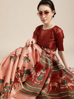 Thumbnail for Saree Mall Saree Mall Trendy Peach and Maroon Art Silk Saree - Distacart
