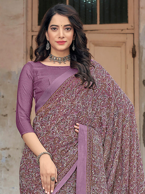 Kalini Ethnic Motifs Printed Pure Chiffon Saree - Distacart