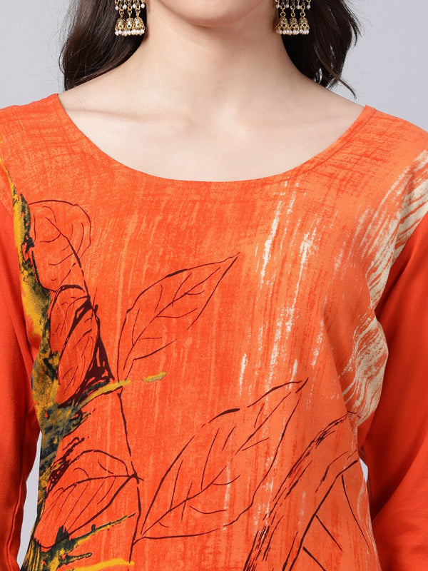 Souchii Women Orange Printed Floral Kurta - Distacart
