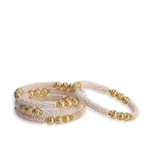 Gold-Plated Alloy Pearl With Gold Studs Bangles - The Pari - Distacart
