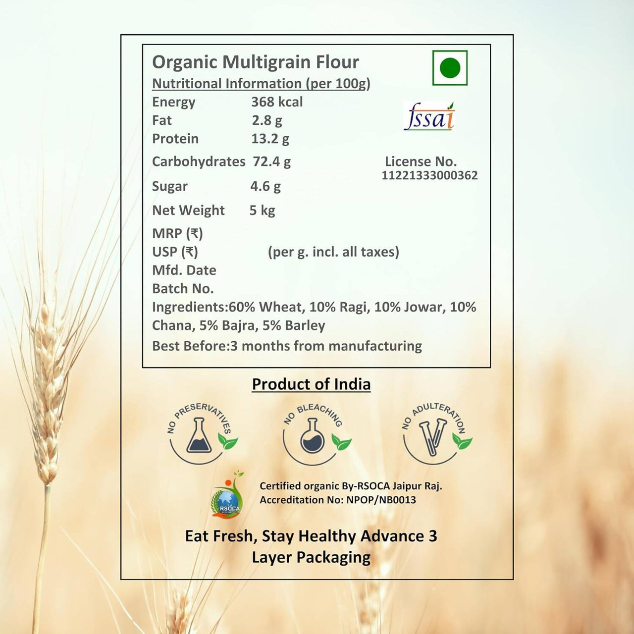 Earthen Story Certified Organic Multigrain Flour - Distacart