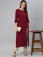 Thumbnail for Khushal K Round Neck Puffed Sleeves Kurta with Palazzos - Distacart