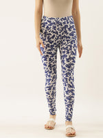 Thumbnail for Souchii Women White & Blue Printed Slim-Fit Ankle-Length Leggings - Distacart
