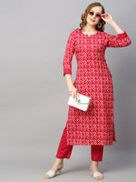 Thumbnail for Kalini Women Pink Ethnic Motifs Printed Kurta with Trousers - Distacart