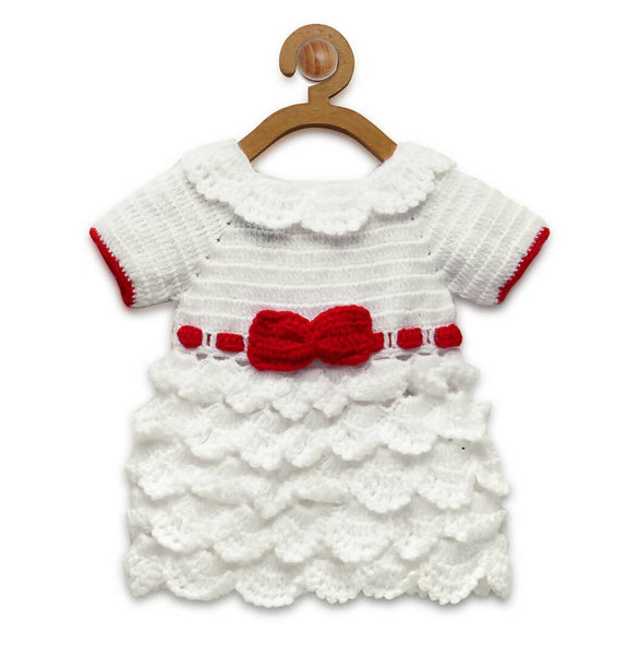 Chutput Kids Cinderella Design Solid Wool Frock - White - Distacart