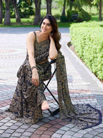 Thumbnail for Kalini Women Navy Blue & Beige Floral Saree - Distacart