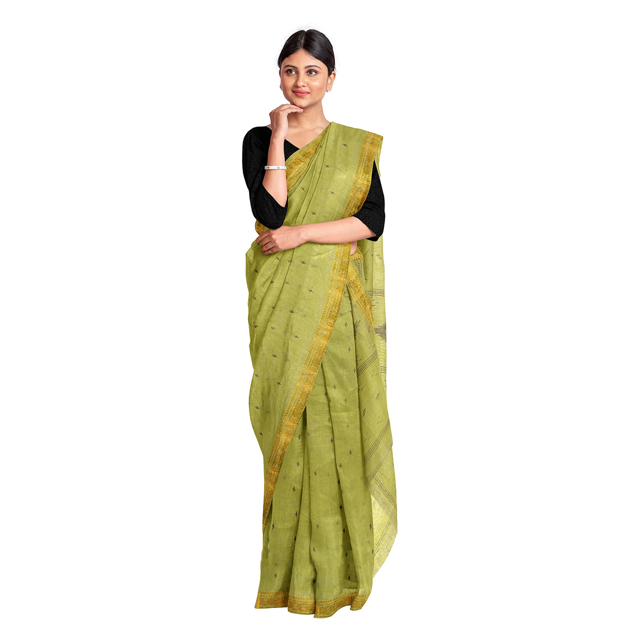 Exclusive Collection 100% Pure Cotton Green Saree With Printed Work - Distacart