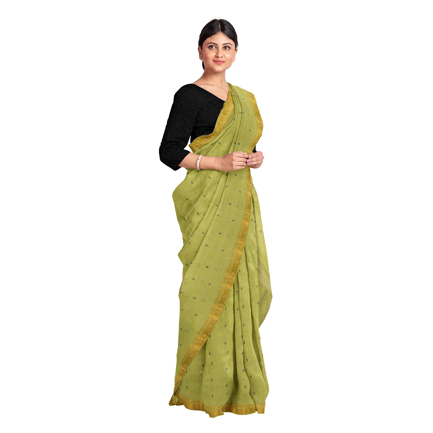 Exclusive Collection 100% Pure Cotton Green Saree With Printed Work - Distacart