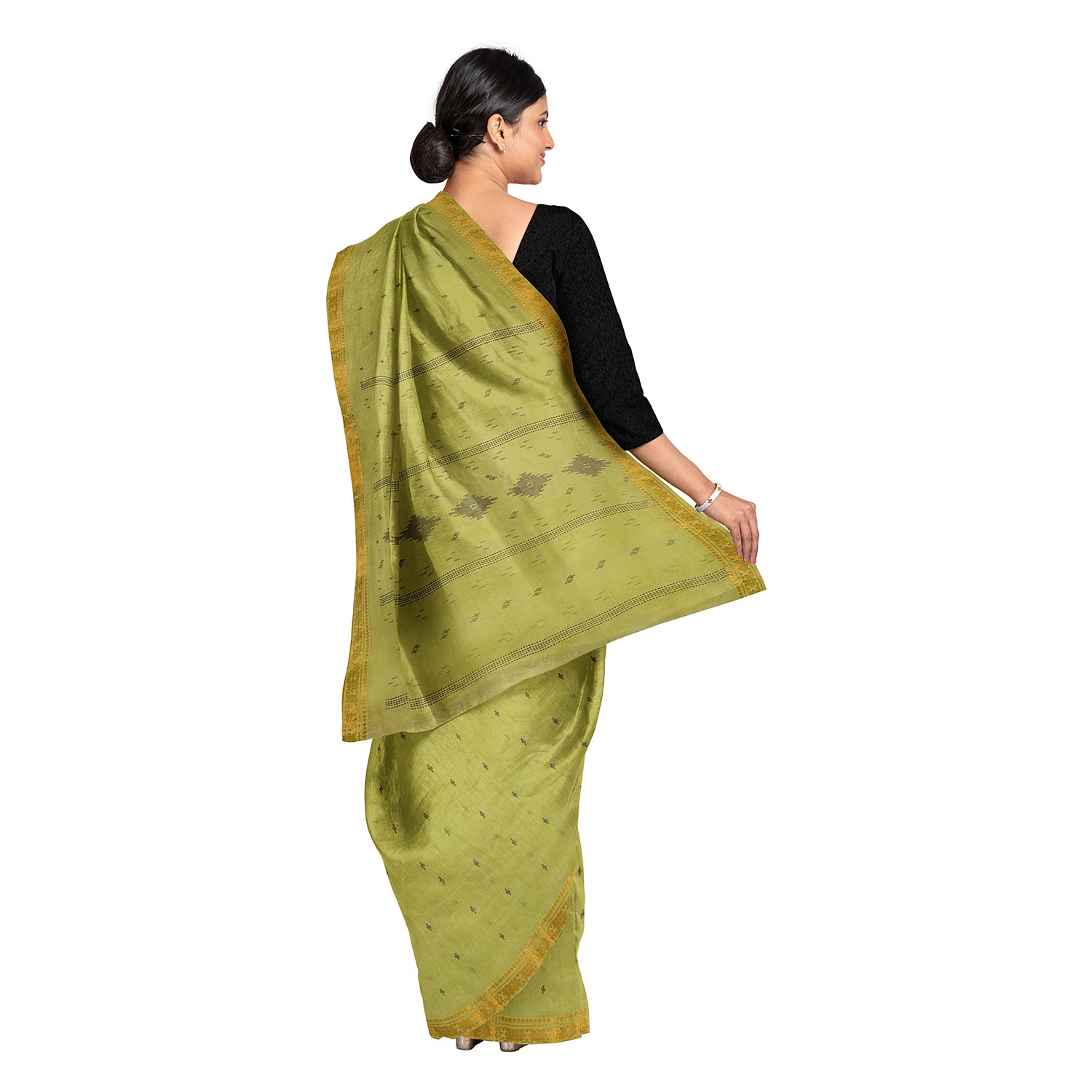 Exclusive Collection 100% Pure Cotton Green Saree With Printed Work - Distacart