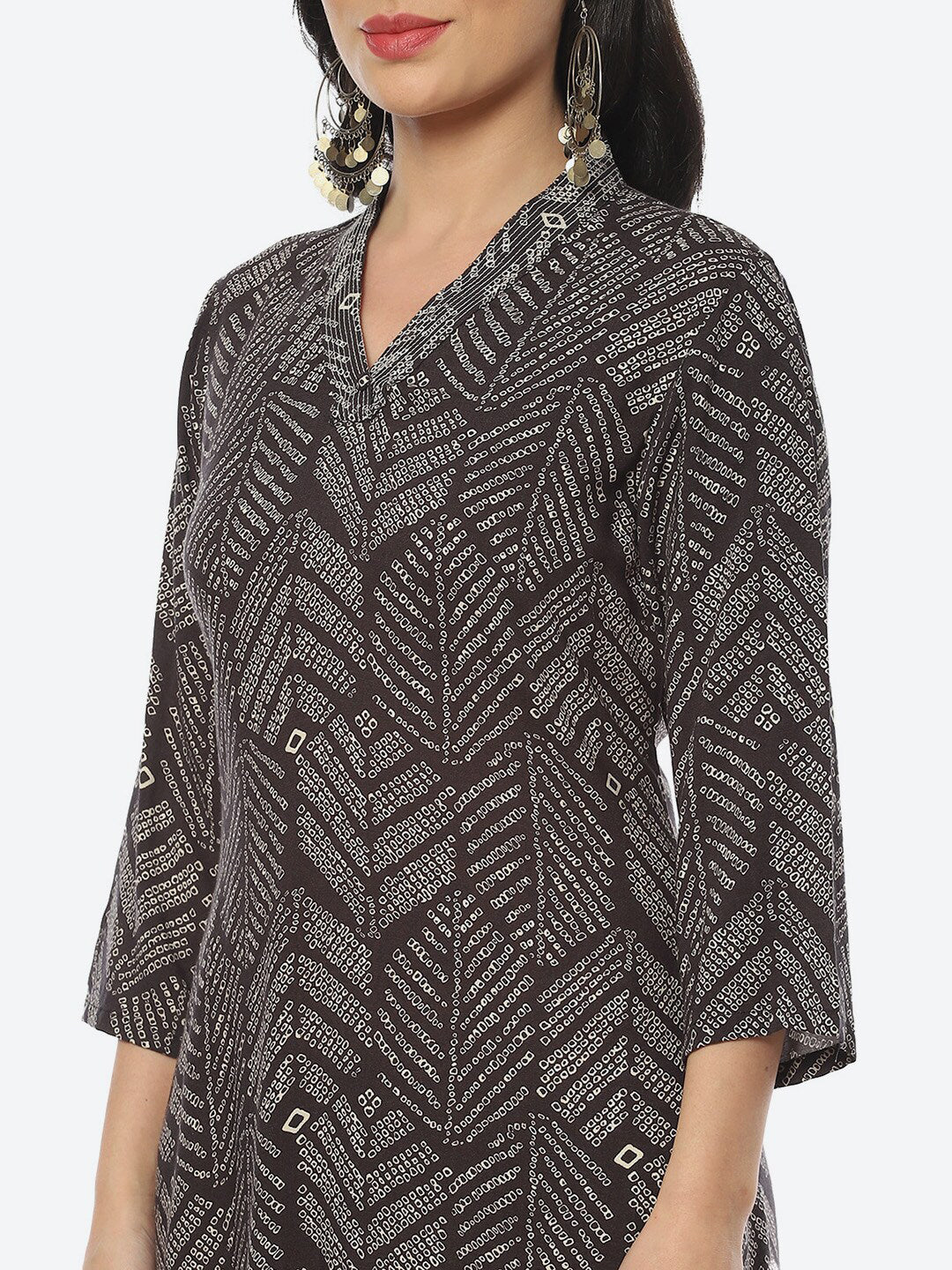 Biba Women Geometric Printed V-Neck Kurta - Distacart