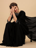 Thumbnail for Sangria Pearl Border Detail Saree With Embroidered Blouse - Distacart