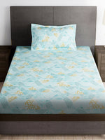 Thumbnail for Story@home Blue & Yellow Printed Microfiber 180 TC Bedsheet With Pillow Cover - Distacart