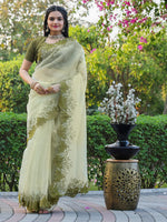 Thumbnail for Tikhi Imli Embroidered Organza Saree - Distacart