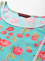Thumbnail for Sangria Women Floral Printed Regular Kurta with Trousers & With Dupatta - Distacart