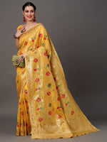 Thumbnail for Mitera Floral Organza Banarasi Zari Saree With Blouse Piece - Distacart