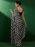 Thumbnail for Sangria Striped Embellished Beads and Stones Sarees - Distacart