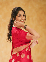 Thumbnail for Kalini Ethnic Motifs Woven Design Zari Silk Cotton Banarasi Saree - Distacart